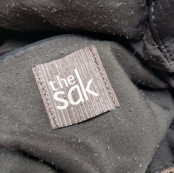 The Sak Deena Leather Crossbody Hobo Bag Foldover Multi Texture Shimmer - Picture 9 of 16